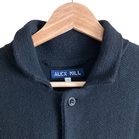 Alex Mill Small Black 100% Merino Wool Collared Cardigan - Picture 5 of 7